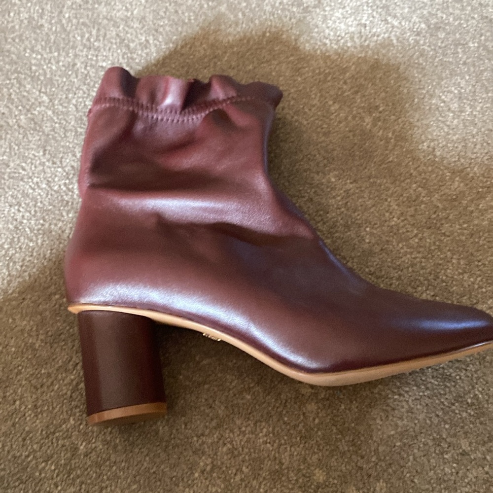 Burgundy leather boots - Picture 3 of 4